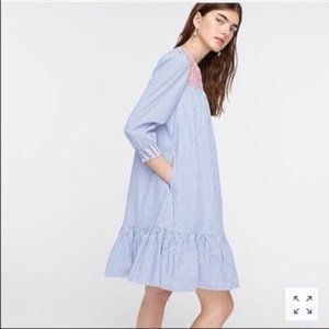 J Crew Embroidered Popover Mini Dress